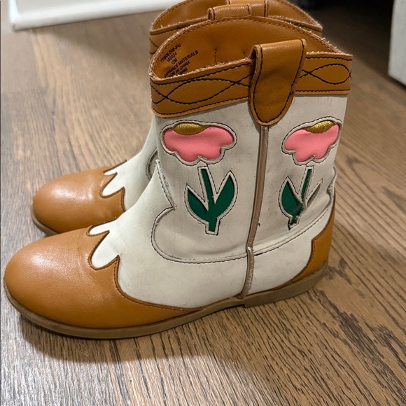 Tucker & Tate Kids Floral Cowboy Boots - Tan and White - size 12 - Picture 3 of 6